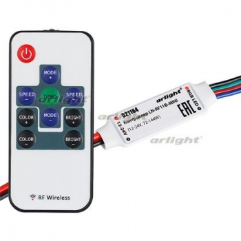 Контроллер LN-RF11B-MINI-RGB (12-24V, 3x2A, ПДУ Карта 11 кн)