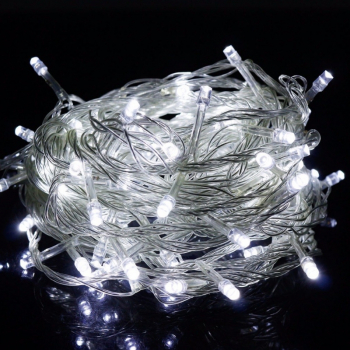 Светодиодная гирлянда, 100 LED, 24 В, соединяемая, белая, белый резиновый провод